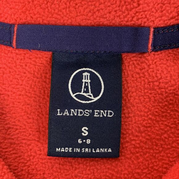 Lands' End Womens 1/4 Zip Fleece Jacket Size Small Red Long Sleeve No Pockets - Picture 6 of 8